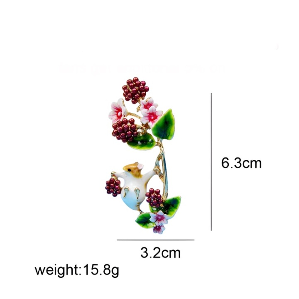Squirrel Picking Raspberries Brooch - Picture 3 of 3